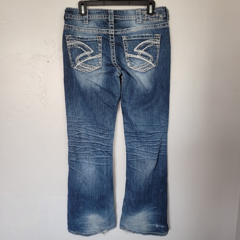 Silver Jeans Co. Women's 30 Lola Flare Denim Medium Wash 30x31 Thick Stitching